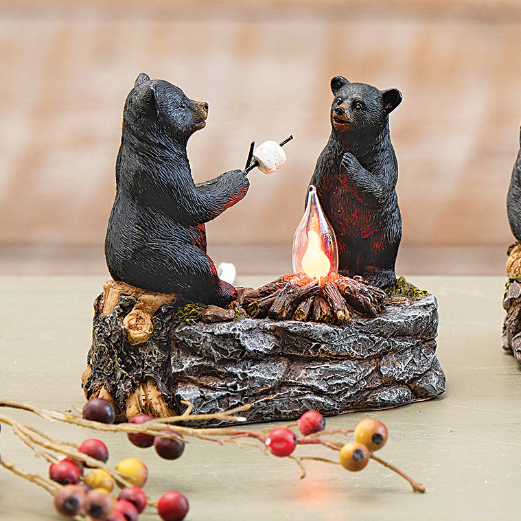 Bear & Cub Toasting Marshmallows Nightlight
