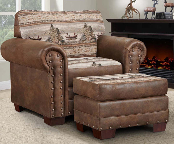 Mountain Lake Armchair & Ottoman