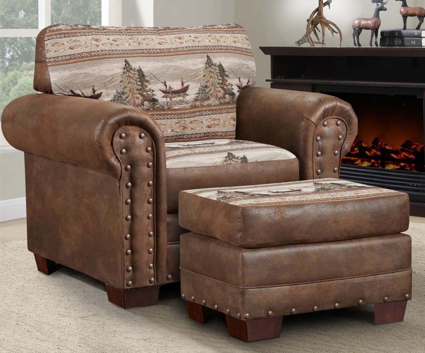 Mountain Lake Armchair & Ottoman
