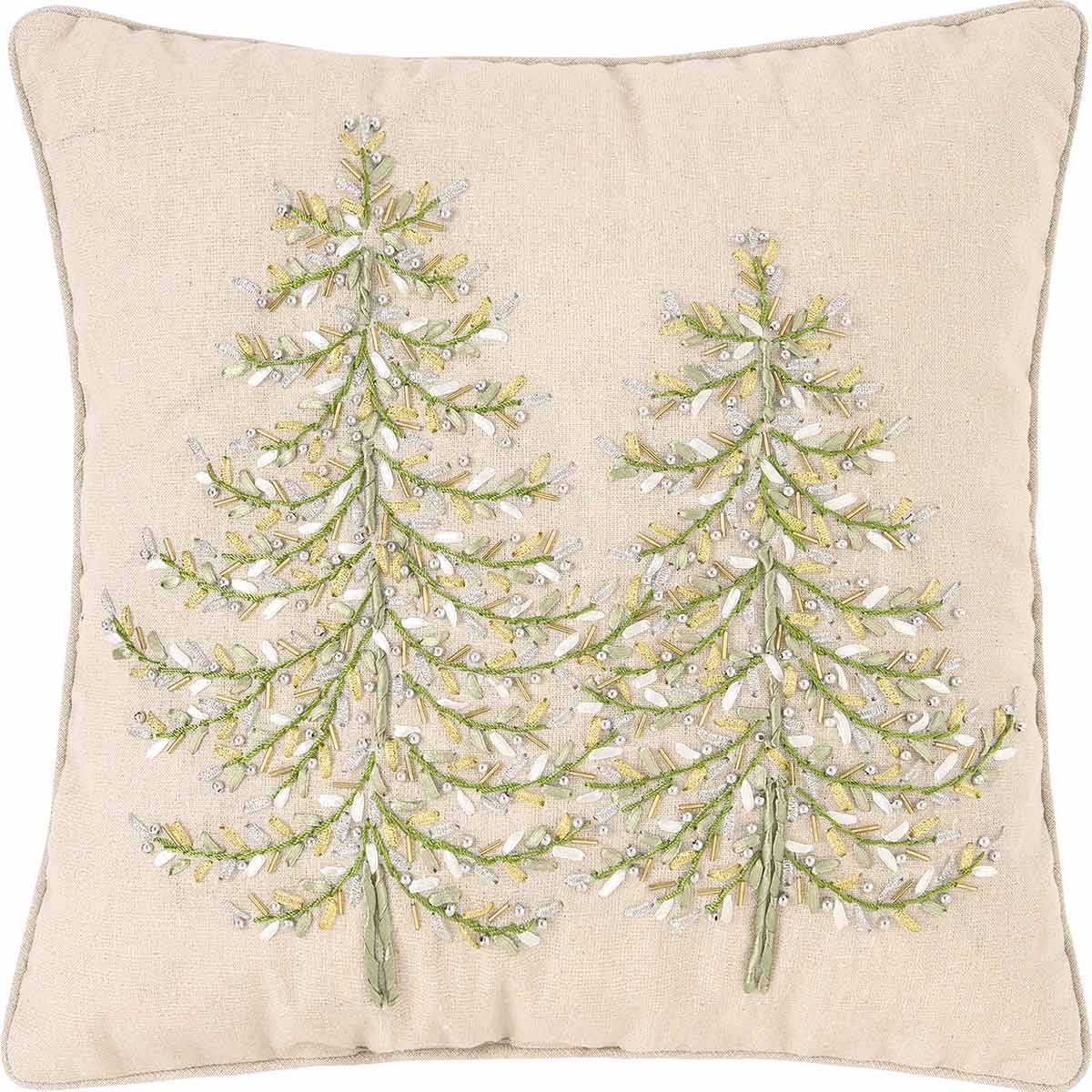 Frosted Pines Ribbon Art Pillow