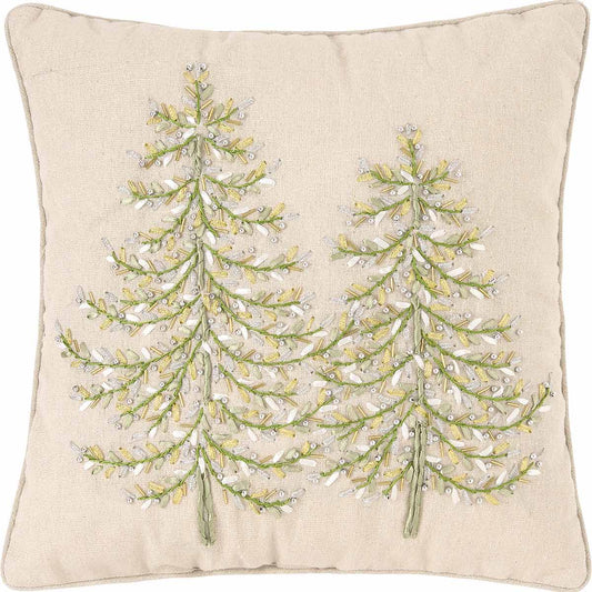 Frosted Pines Ribbon Art Pillow