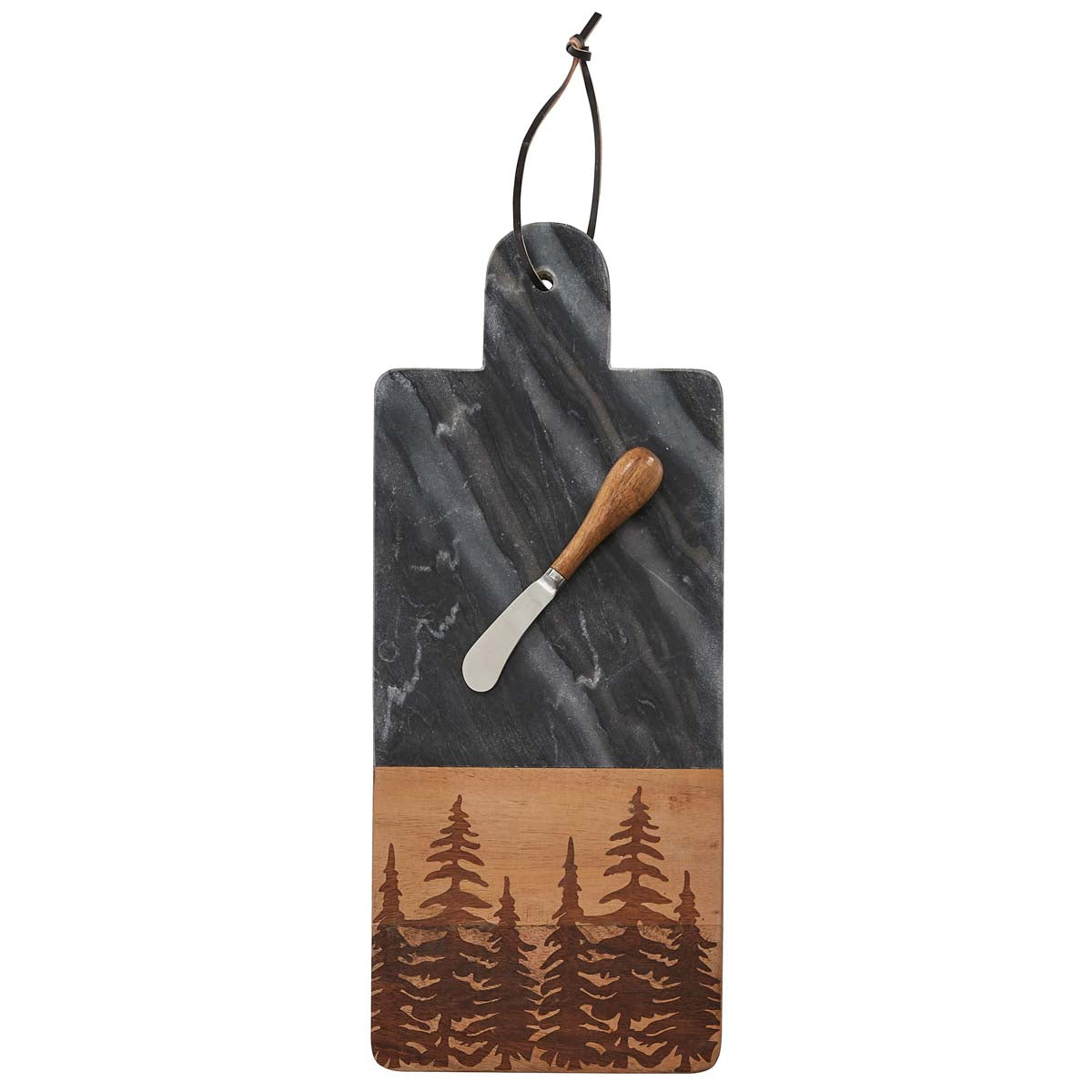 Etched Forest Two-Tone Cutting Board with Spreader