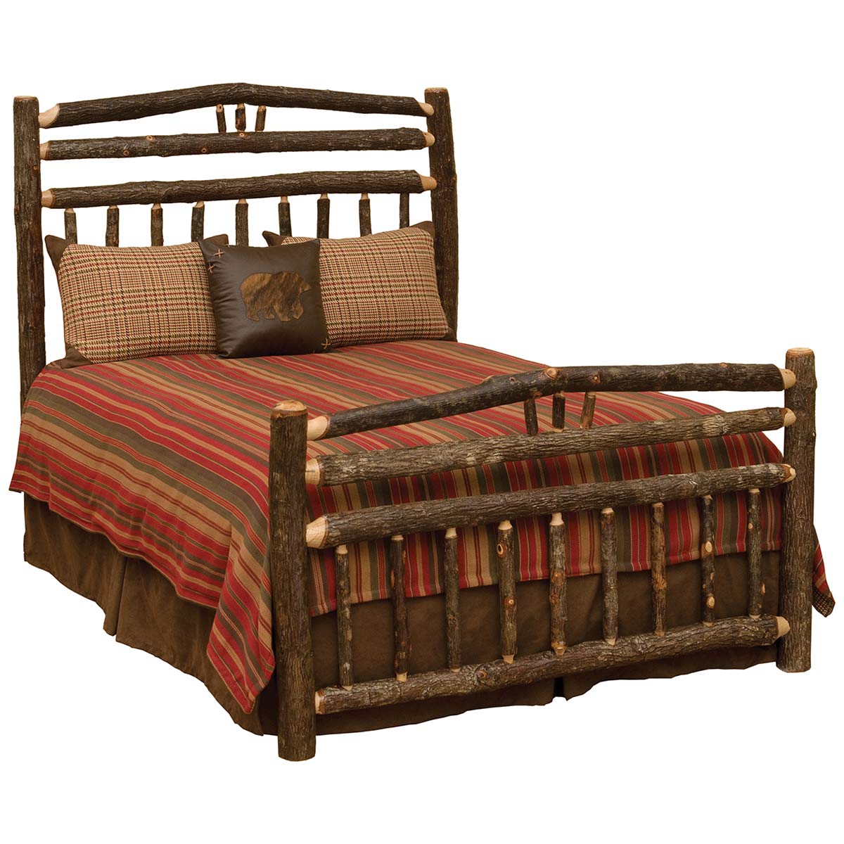 Hickory Log Wagon Wheel Bed - King