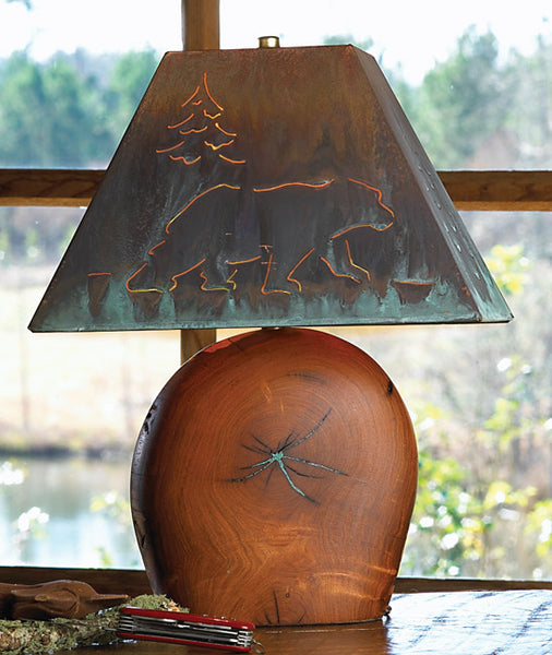 Mesquite Lamp w/ Copper Bear Shade - 25 Inch