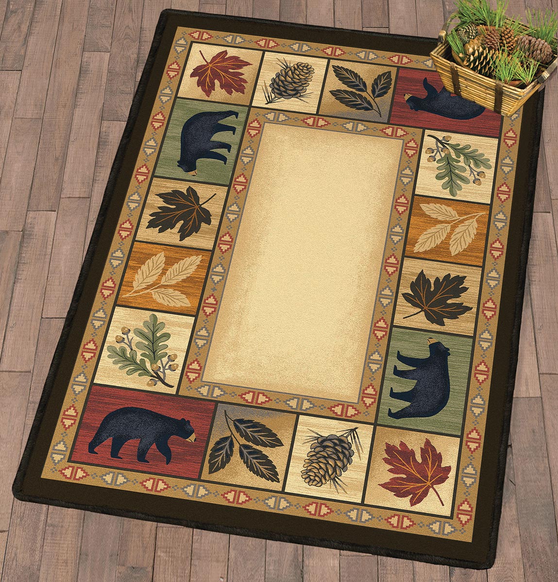 Leafy Lodge Bears Rug - 8 x 11
