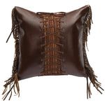 Milady Tawny Faux Leather Laced Pillow