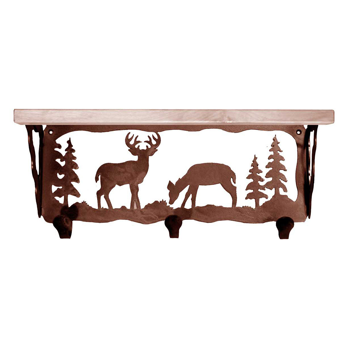 Deer Family Coat Rack with Shelf - 20 Inch
