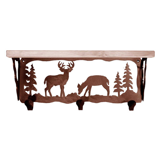 Deer Family Coat Rack with Shelf - 20 Inch