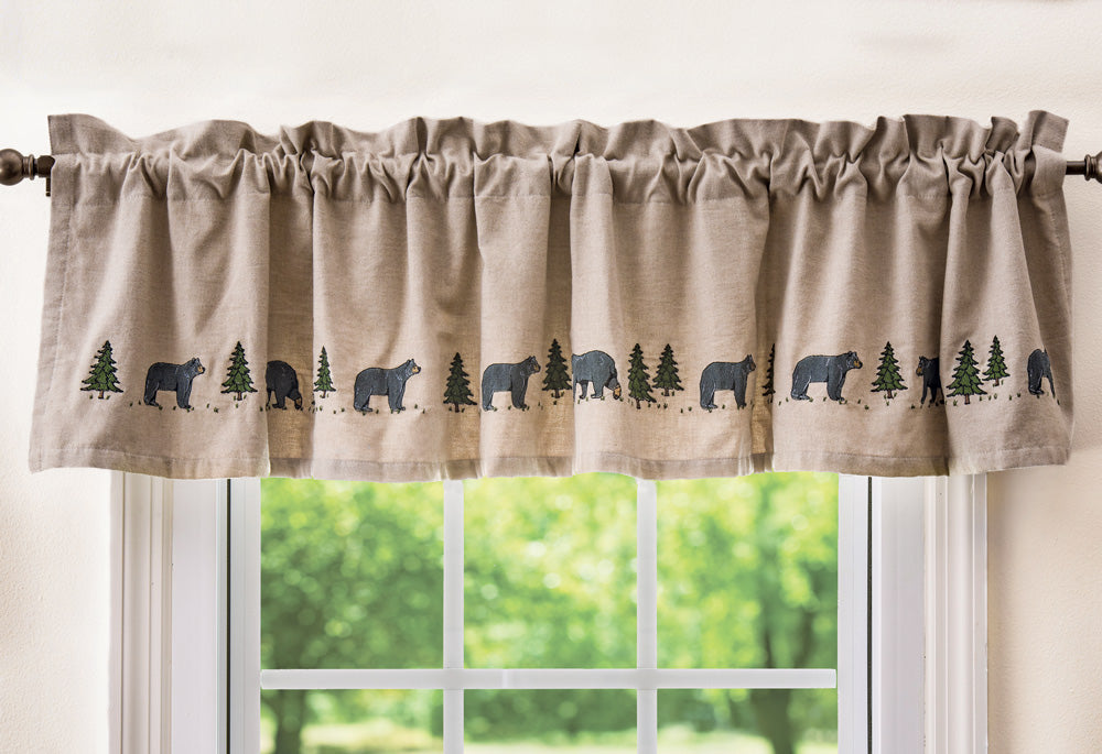 Black Bear Embroidered Valance