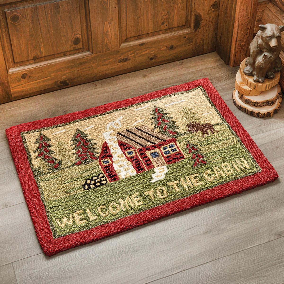 Welcome to the Cabin Hooked Rug