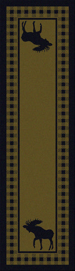 Moose Refuge Green Rug - 2 x 8