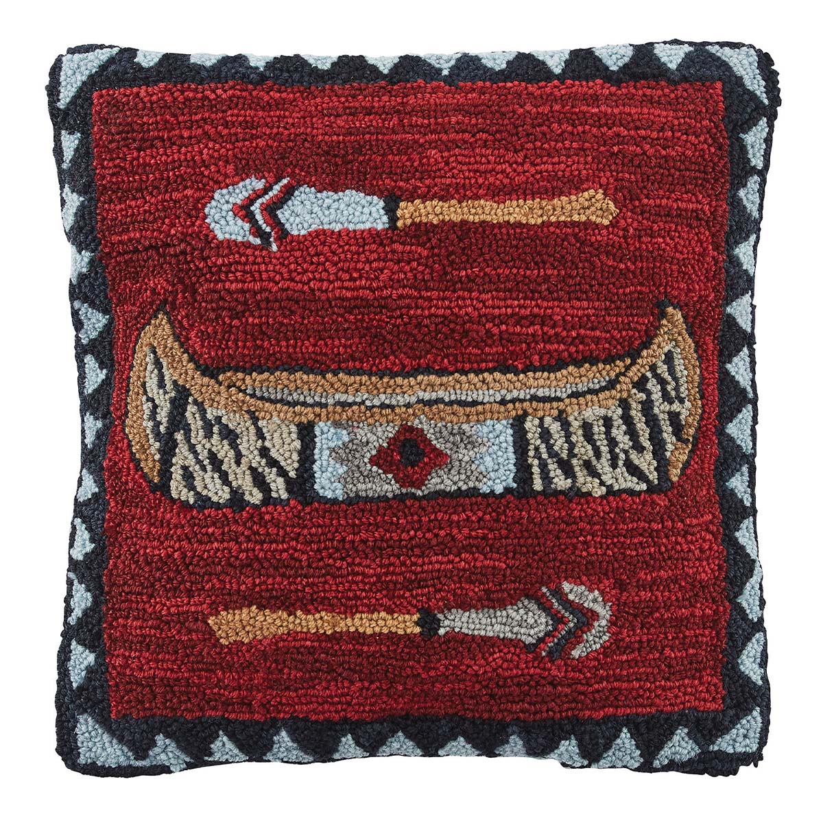 Canoe Trip Hooked Pillow with Feather Insert