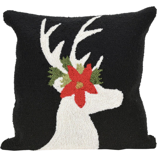 Floral Reindeer Accent Pillow