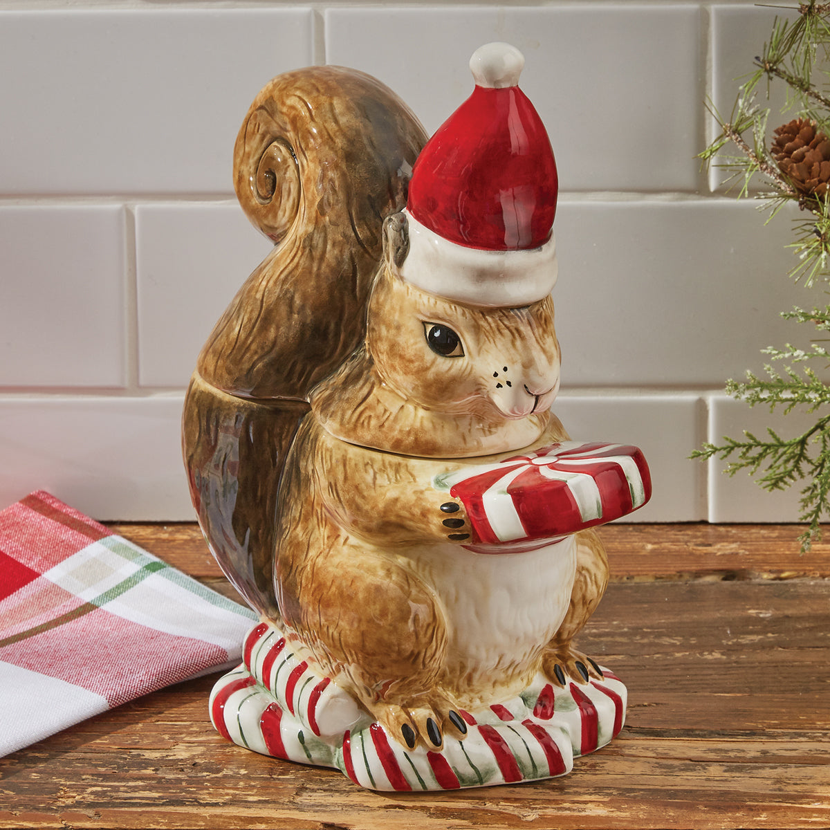 Santa Squirrel Treat Jar