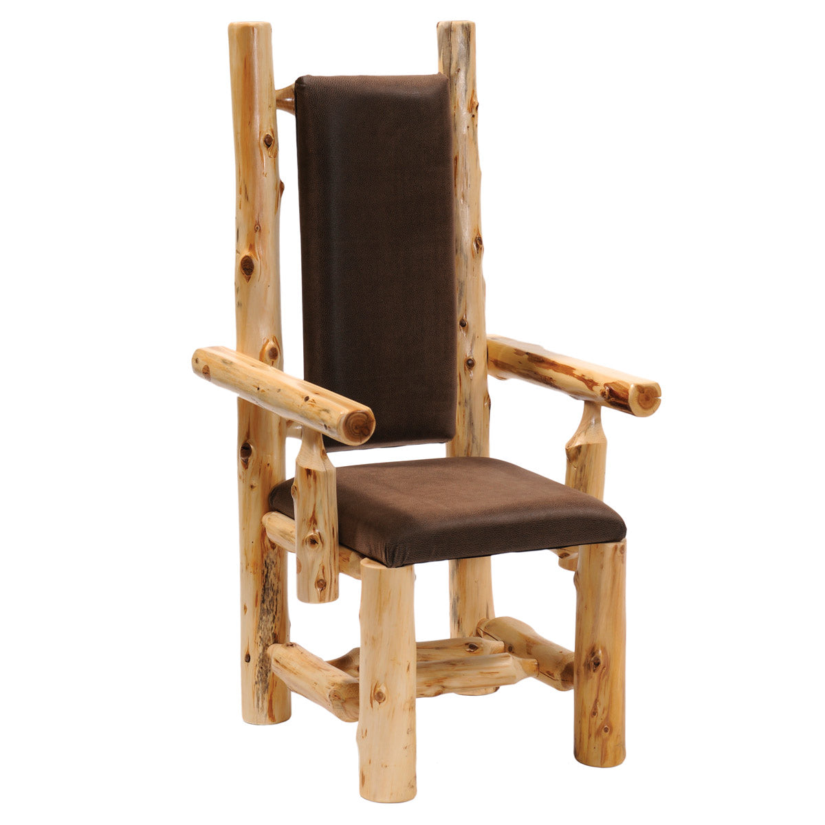 Cedar Log High Back Upholstered Arm Chair