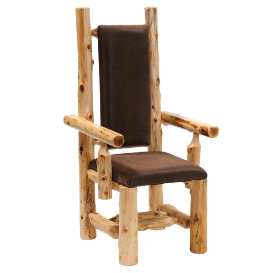 Cedar Log High Back Upholstered Arm Chair
