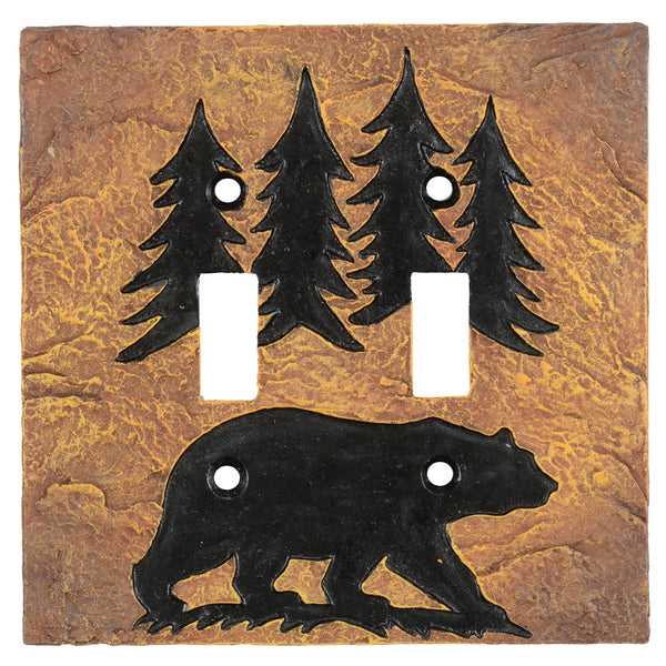 Bear Forest Stone Double Switch Cover