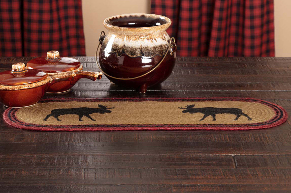 Stenciled Moose on the Loose Oval Runner - 1 x 2