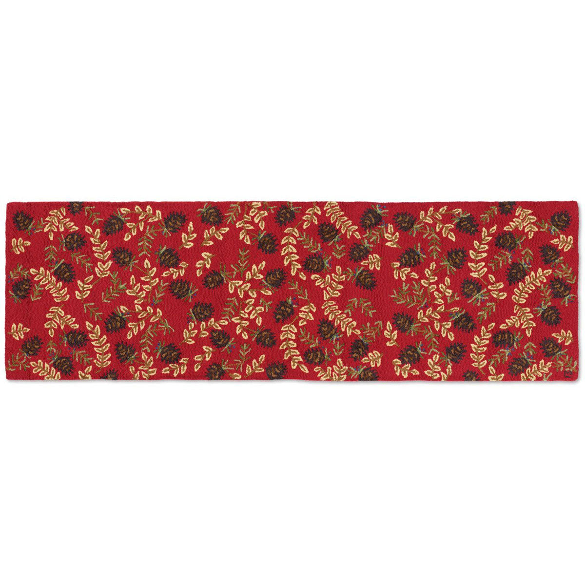 Ruby Pinecones Hooked Wool Runner