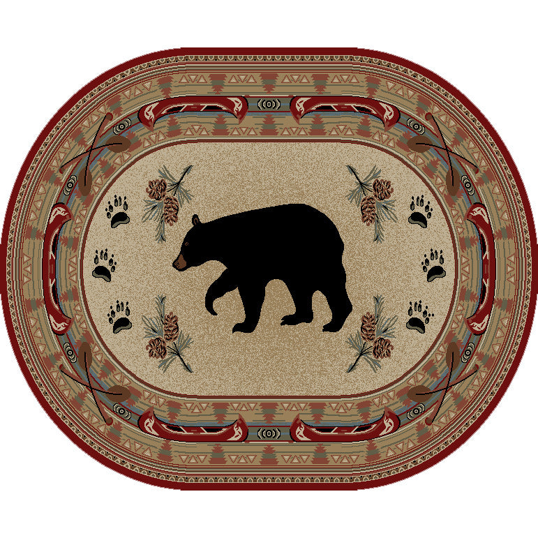 Wooded River Bear Rug - 8 x 10 Oval