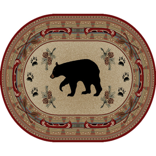 Wooded River Bear Rug - 8 x 10 Oval