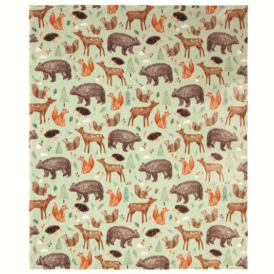 Wooded Critters Lightweight Plush Throw