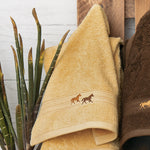 Running Horses Gold Embroidered Wash Cloth