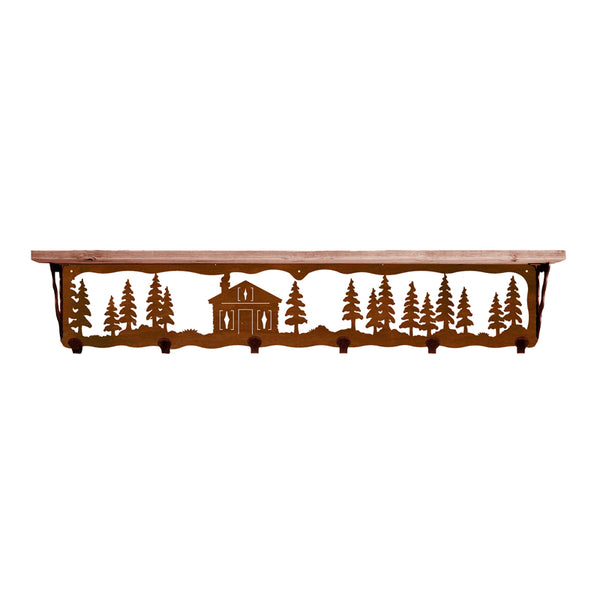 Cabin in Pines 42 Inch Pine Hook Shelf