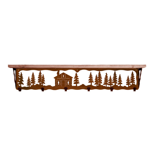 Cabin in Pines 42 Inch Pine Hook Shelf