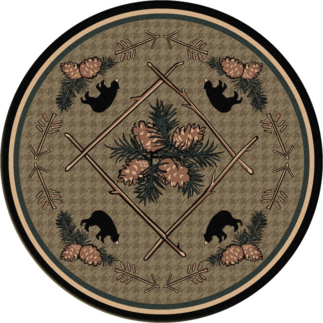 Pinecone & Bears Rug - 8 Foot Round