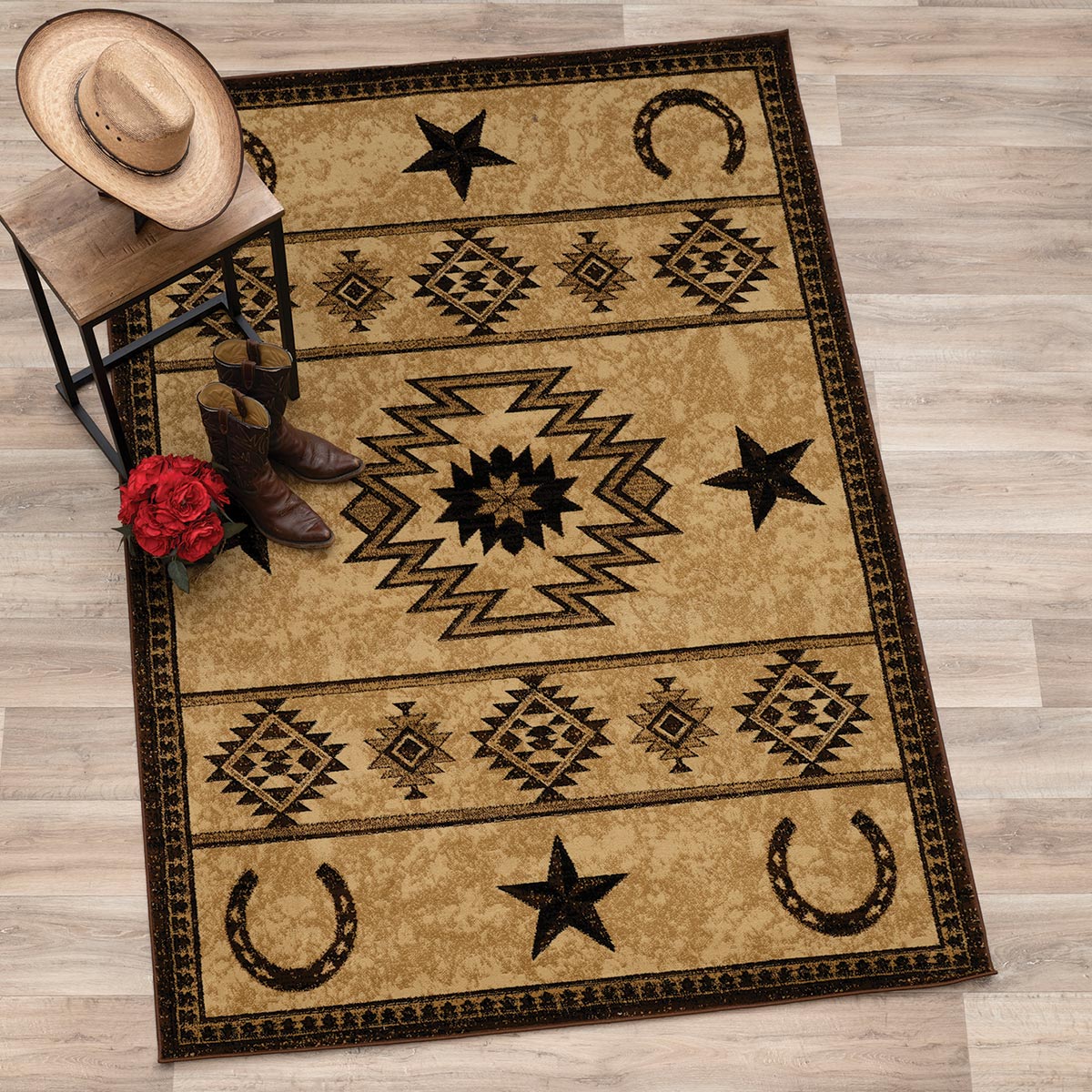 Cowboy Star & Horseshoe Rug - 2 x 8