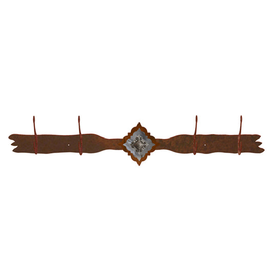 Diamond Old Silver Berry Concho 4 Hook Coat Rack