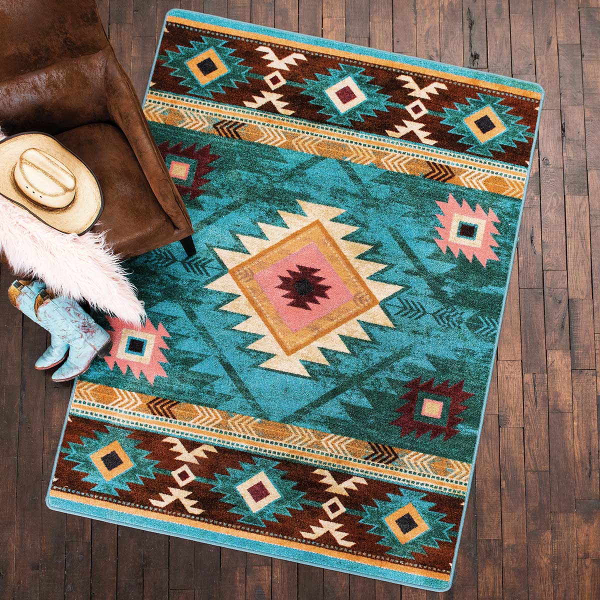 Diamond Creek Turquoise Rug - 8 x 11