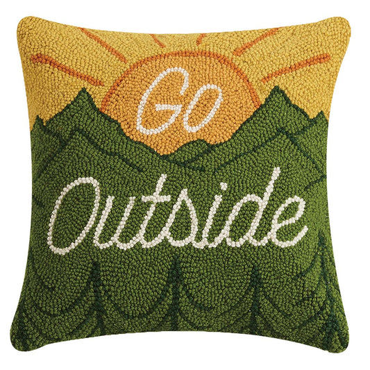 Outside Adventure Hooked Pillow - OUT OF STOCK UNTIL 08/27/2026