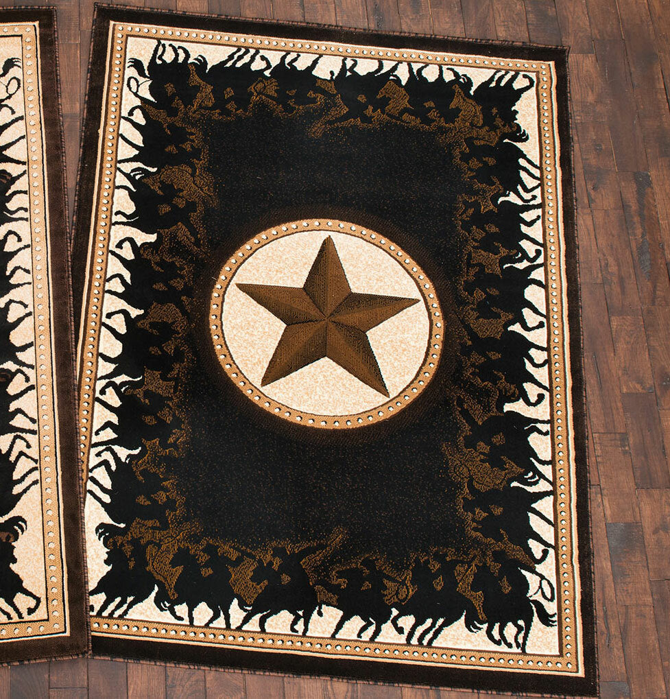 Lone Star Riders Black Rug - 5 x 7