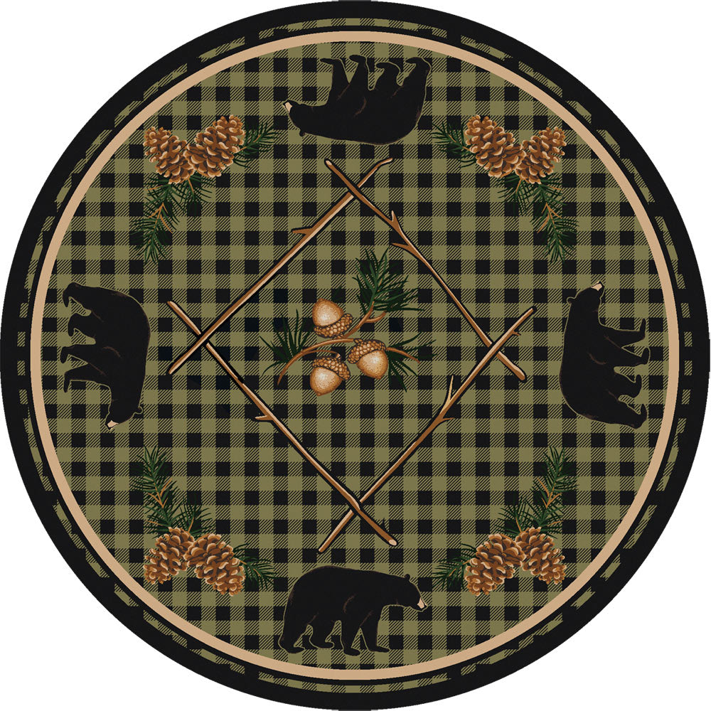 Deep Woods Bear Green Rug - 8 Ft. Round