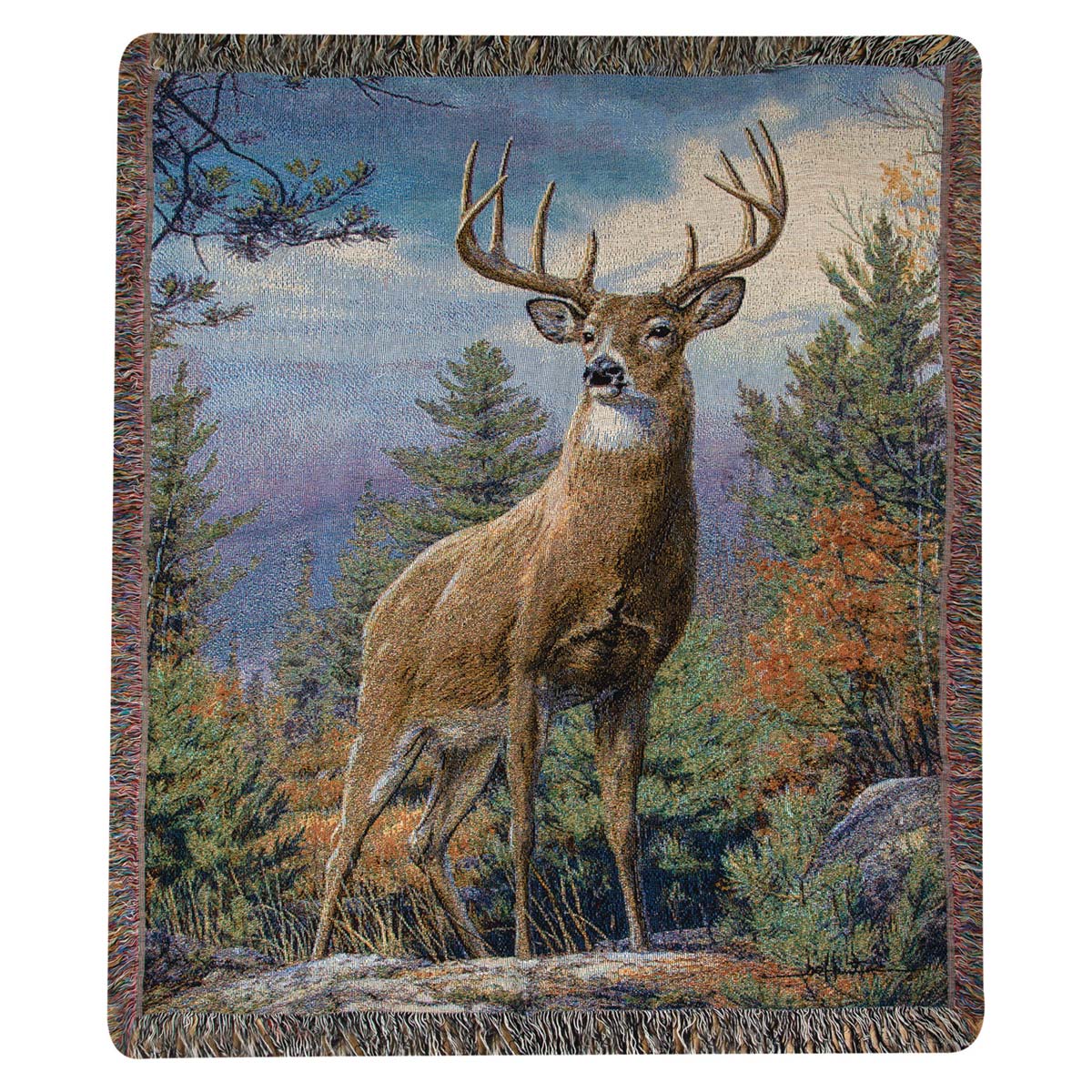 Mountainside Buck Tapestry Throw