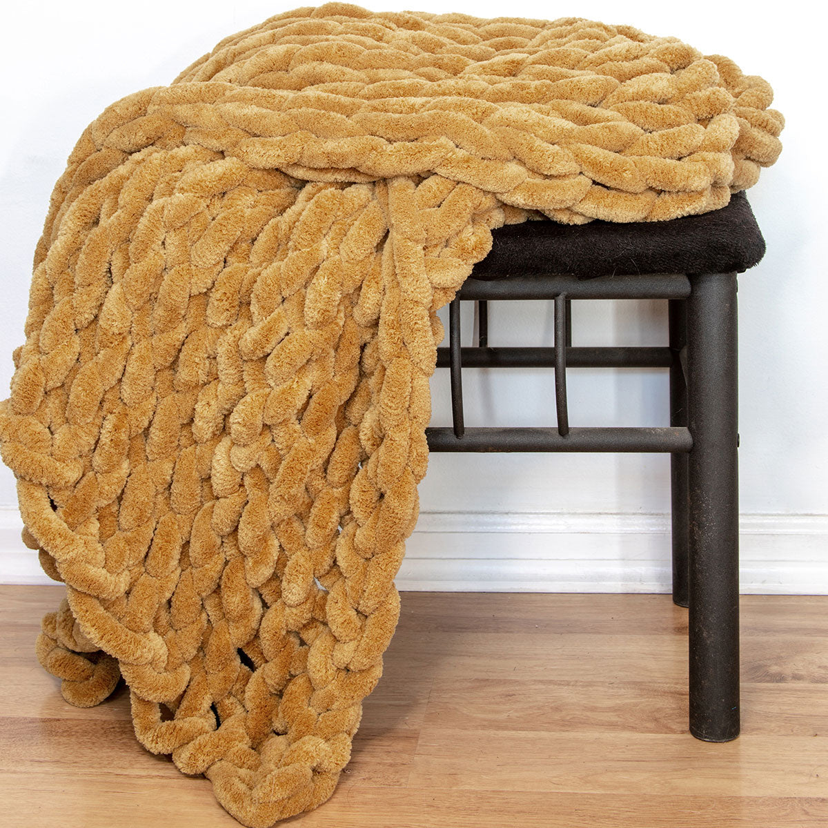 Gold Chenille Knit Throw