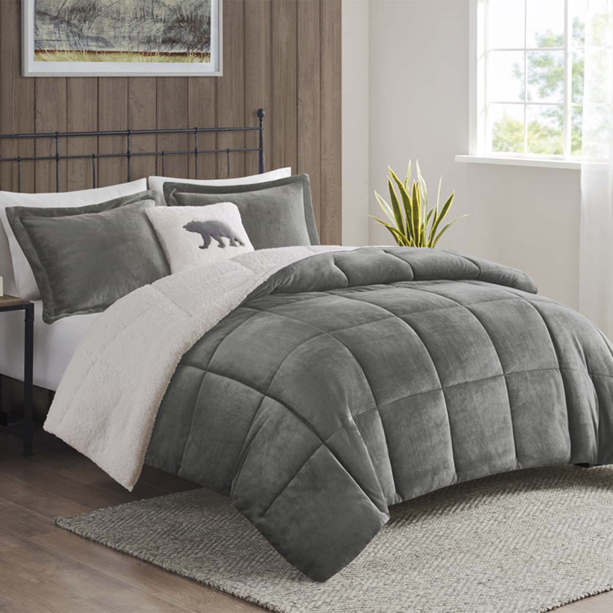 Enchanted Grove Sherpa Comforter Set - Full/Queen