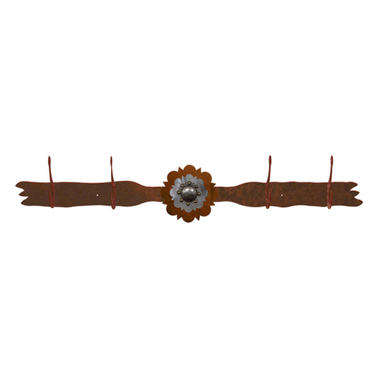 Round Old Silver Berry Concho 4 Hook Coat Rack