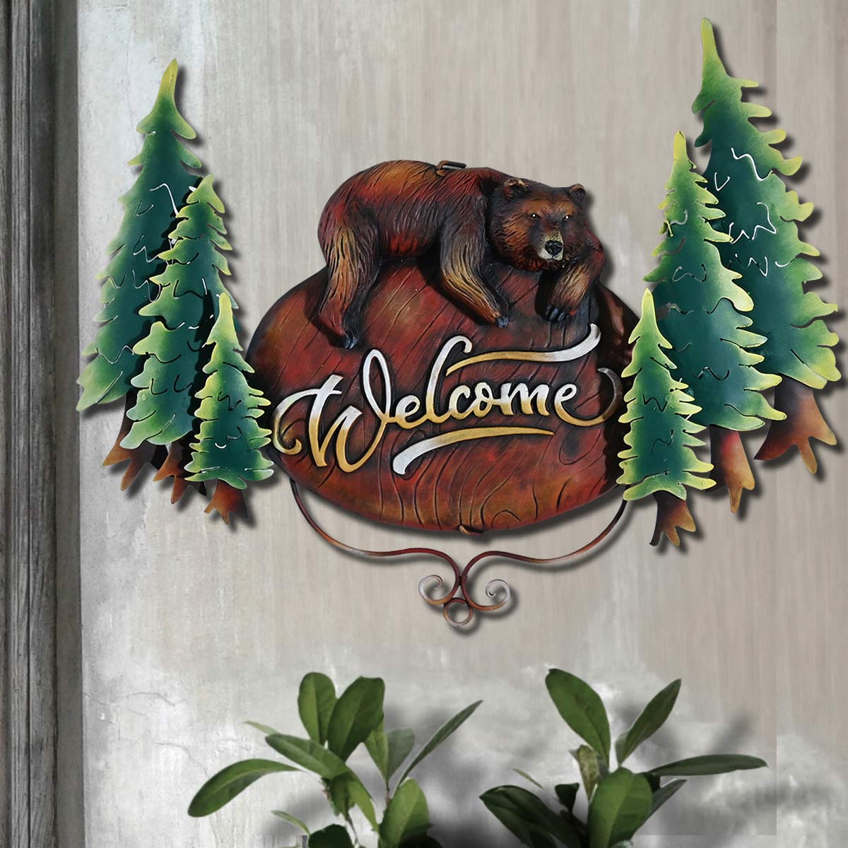 Pinewood Bear Welcome Wall Art