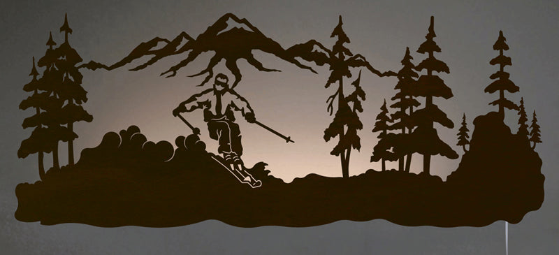 Skier Back Lit Wall Art