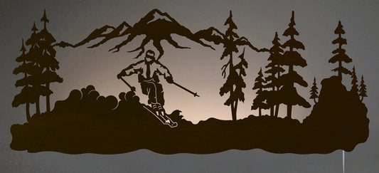 Skier Back Lit Wall Art