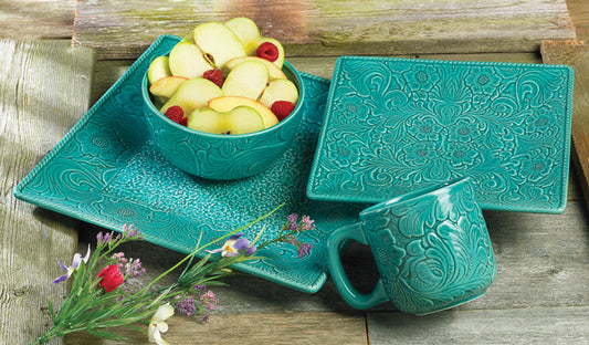 Savannah Turquoise Dinnerware Set (16 - OUT OF STOCK UNTIL 06/03/2026