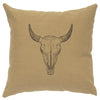 Bull Skull Linen Pillow - Straw