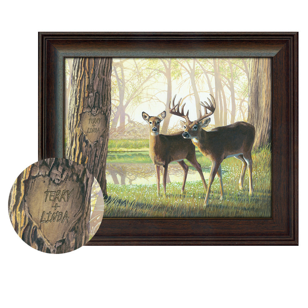 Personalized Whitetail Deer Framed Print - Spring