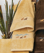 Running Horses Gold Embroidered Hand Towel
