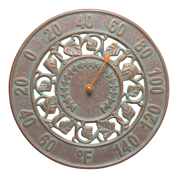 Ivy Indoor/Outdoor Wall Thermometer - Copper Verdigris