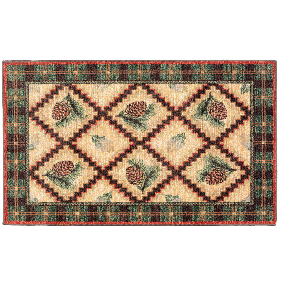 Pinecone & Plaid Bath Rug - 3 x 4