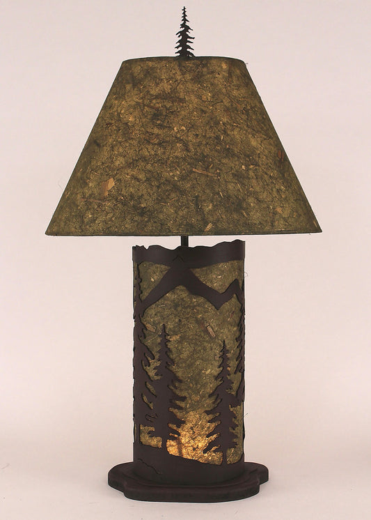 Mountain Scene Table Lamp with Nightlight - Green